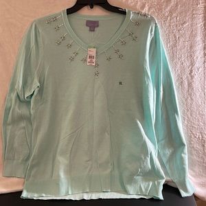 NWT Laura Scott V-Neck Embellished Sweater